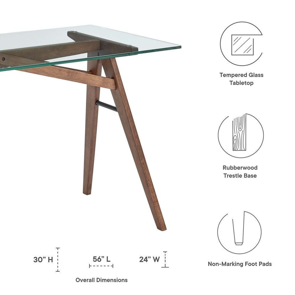 EEI-4580-WAL Steadfast Glass Top Office Desk by Modway