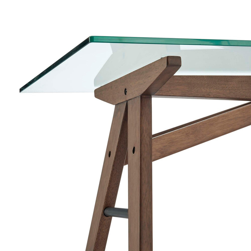 EEI-4580-WAL Steadfast Glass Top Office Desk by Modway
