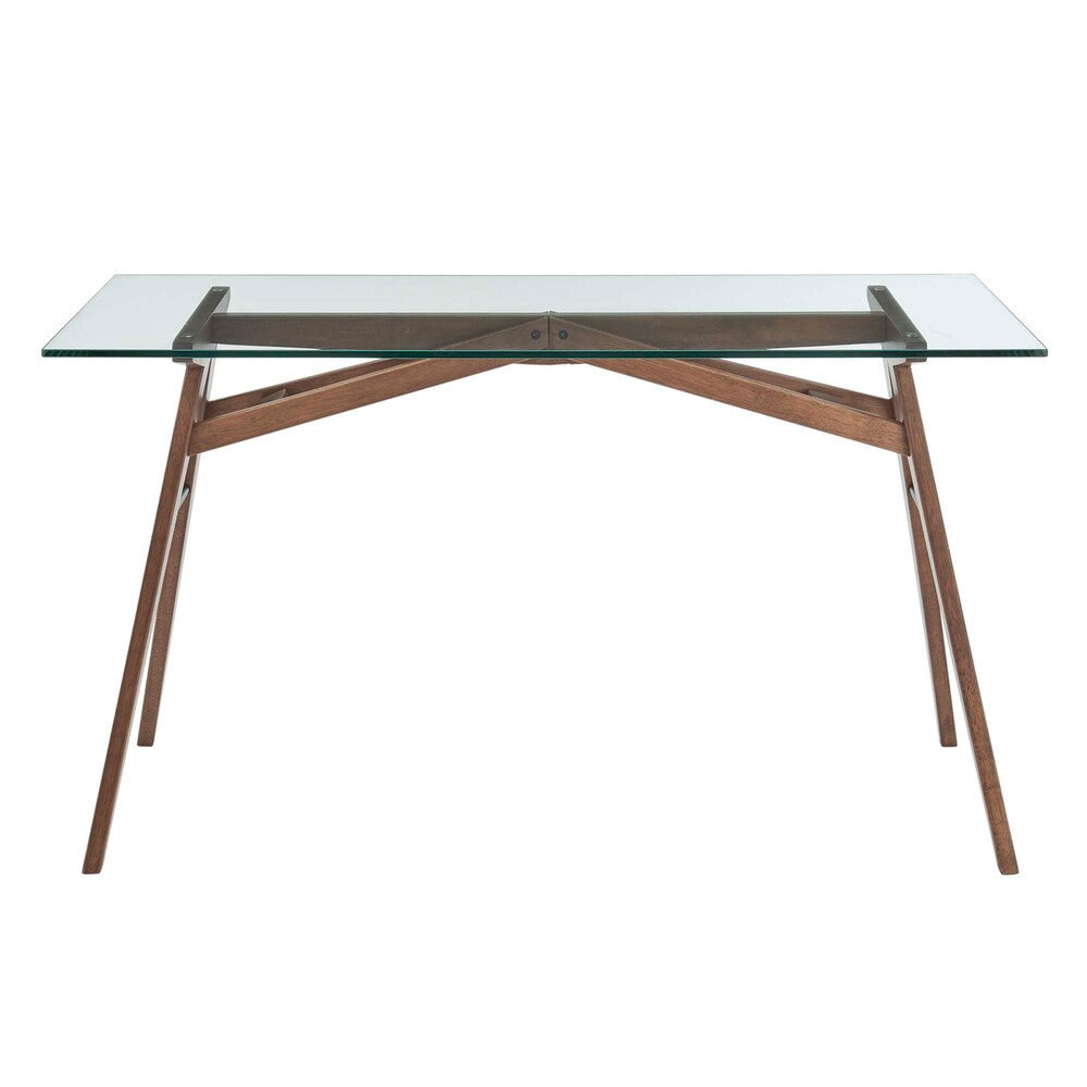 EEI-4580-WAL Steadfast Glass Top Office Desk by Modway