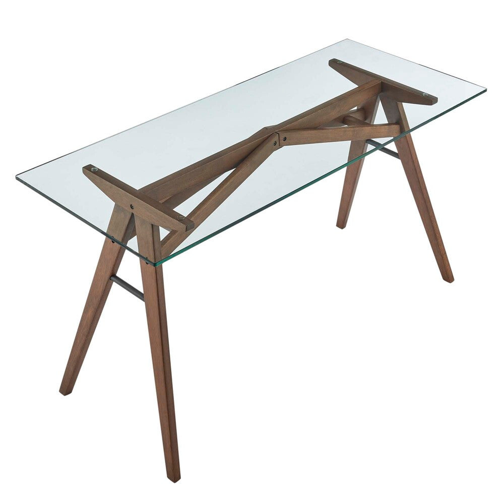 EEI-4580-WAL Steadfast Glass Top Office Desk by Modway