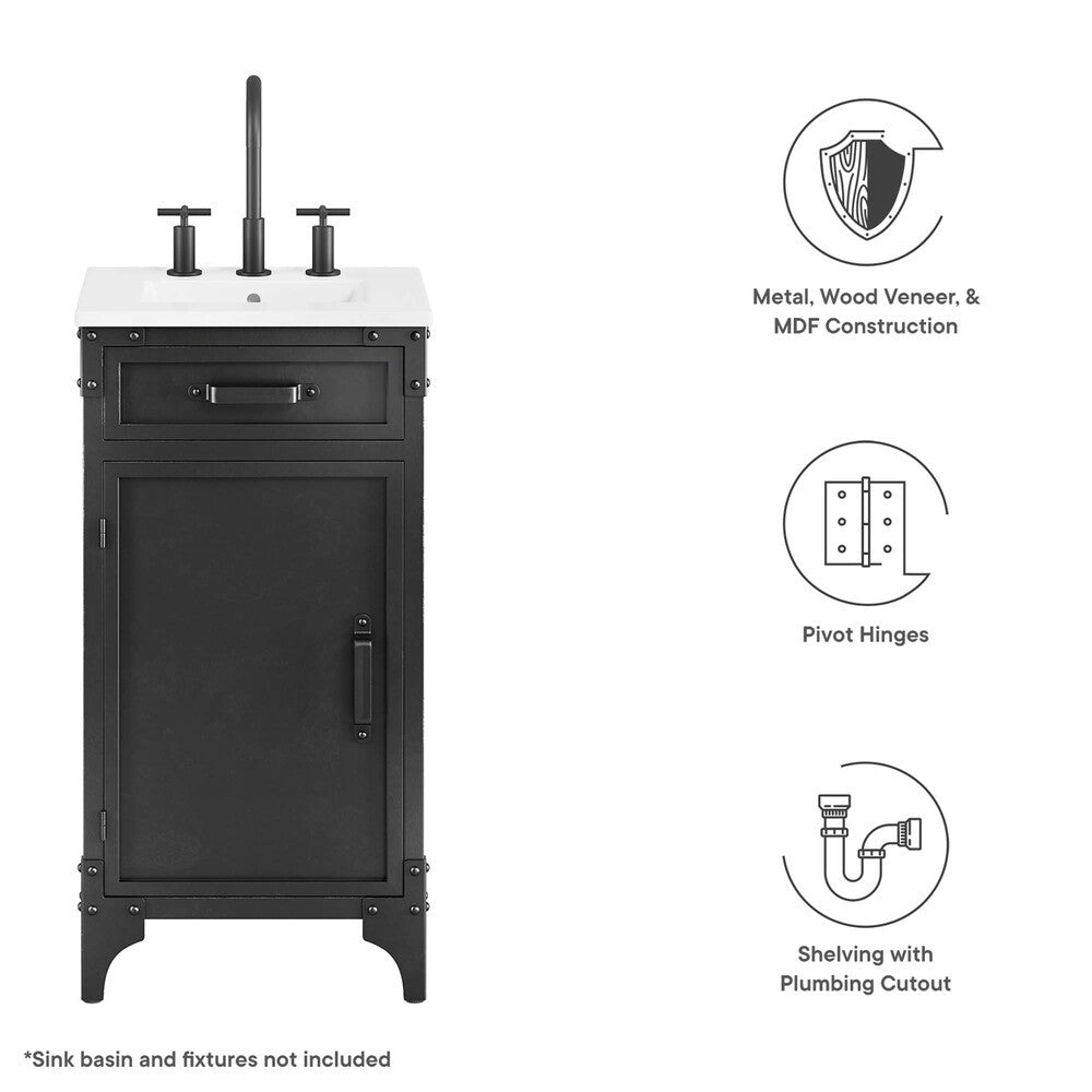 EEI-6126-BLK-WAL Steamforge 18" Bathroom Vanity Cabinet (Sink Basin Not Included) by Modway