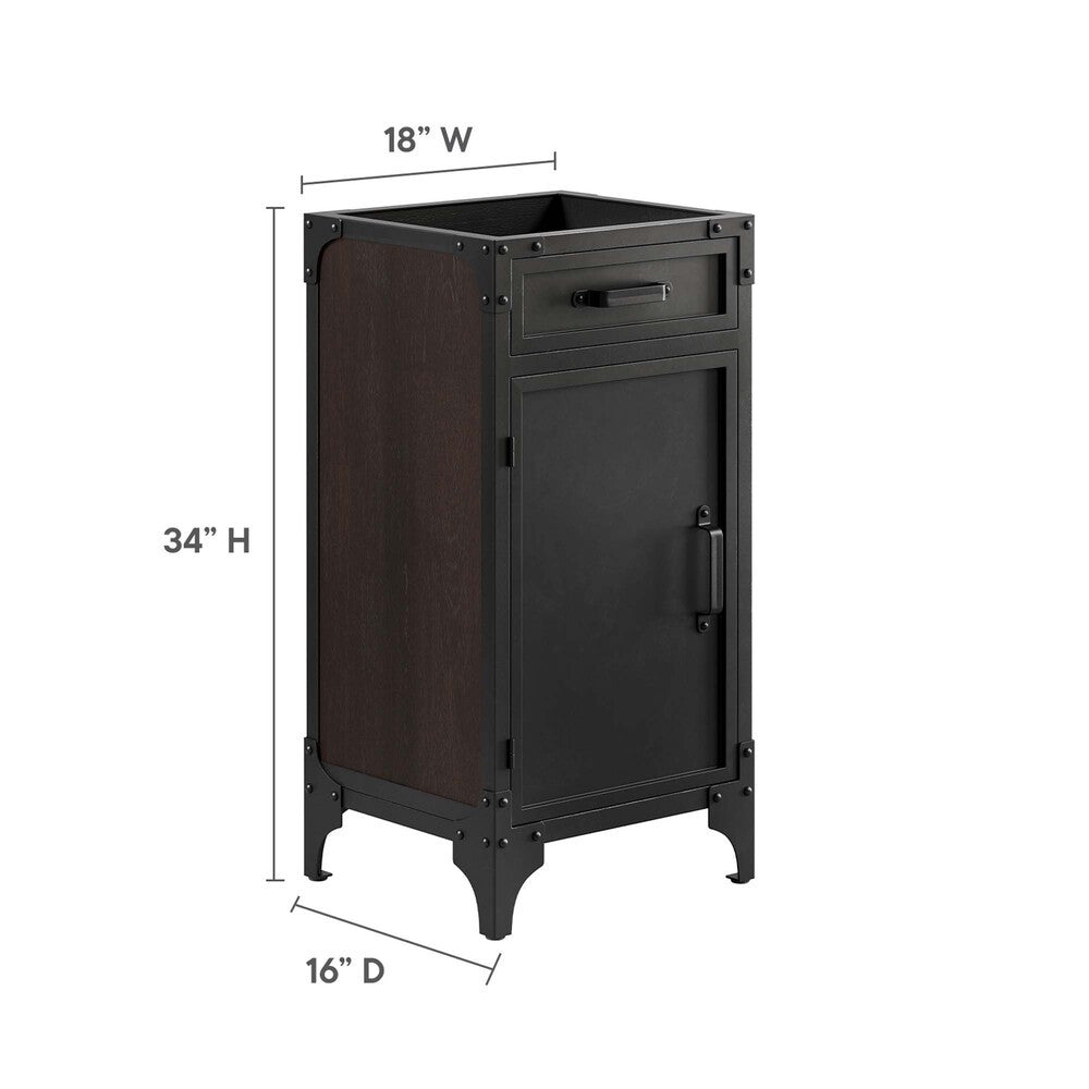 EEI-6126-BLK-WAL Steamforge 18" Bathroom Vanity Cabinet (Sink Basin Not Included) by Modway