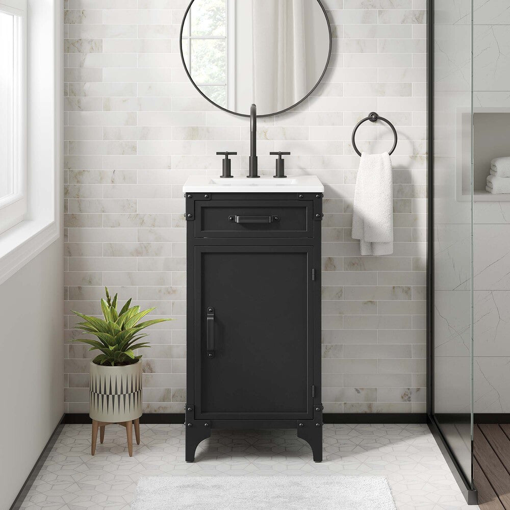 EEI-6411-WHI-BLK Steamforge 18" Bathroom Vanity by Modway