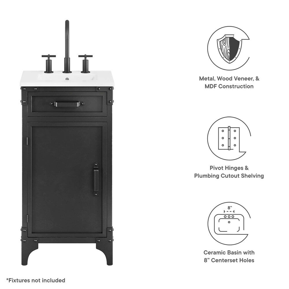 EEI-6411-WHI-BLK Steamforge 18" Bathroom Vanity by Modway