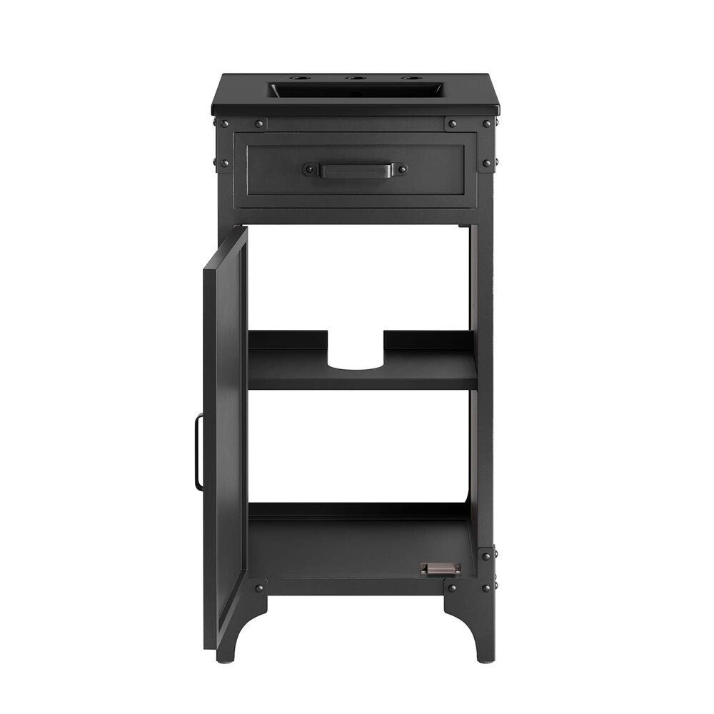 EEI-6412-BLK-BLK Steamforge 18" Bathroom Vanity by Modway