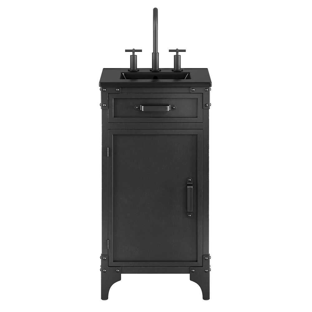 EEI-6412-BLK-BLK Steamforge 18" Bathroom Vanity by Modway