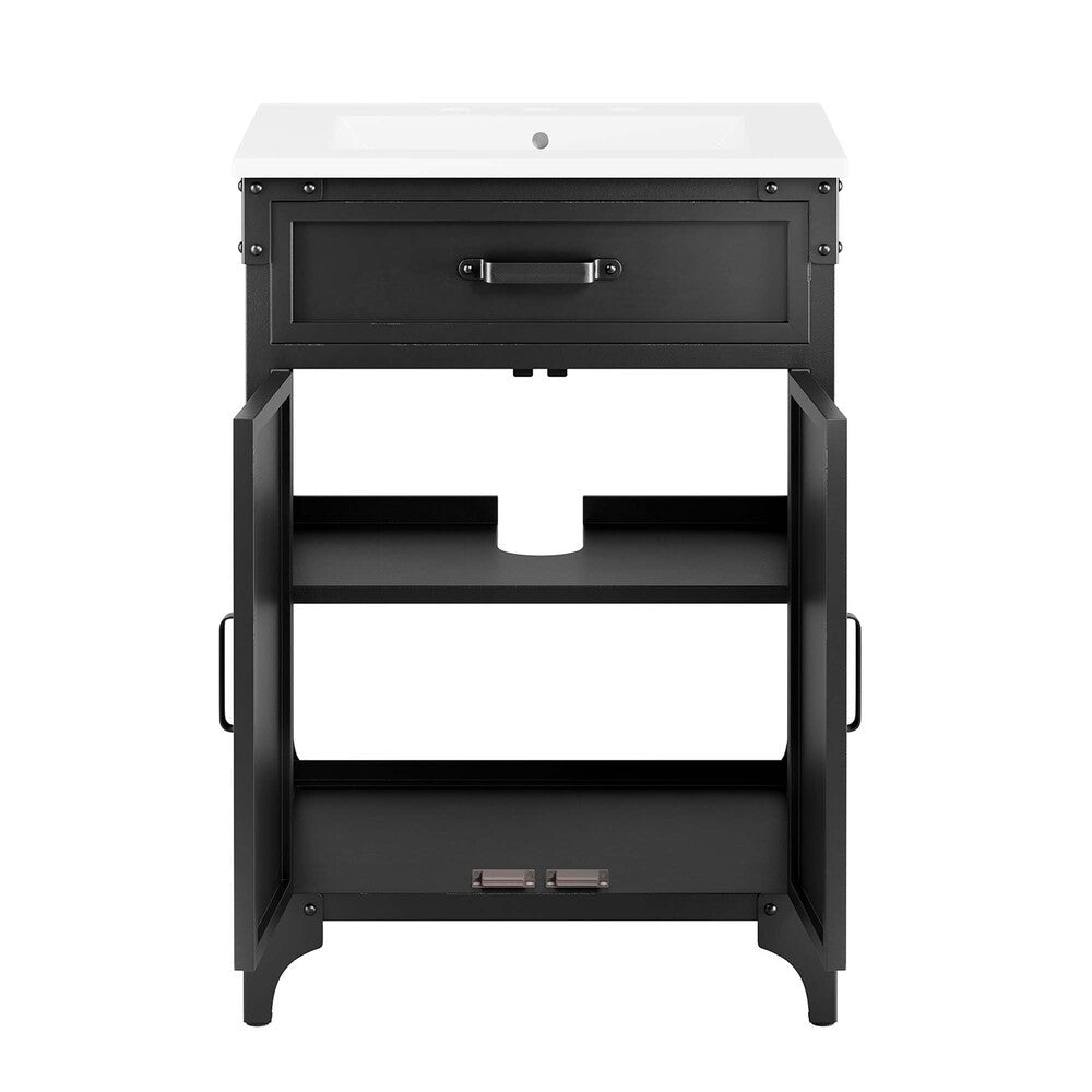 EEI-6413-WHI-BLK Steamforge 24" Bathroom Vanity by Modway