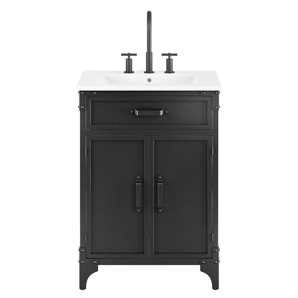 EEI-6413-WHI-BLK Steamforge 24" Bathroom Vanity by Modway