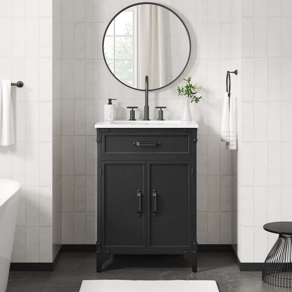 EEI-6413-WHI-BLK Steamforge 24" Bathroom Vanity by Modway
