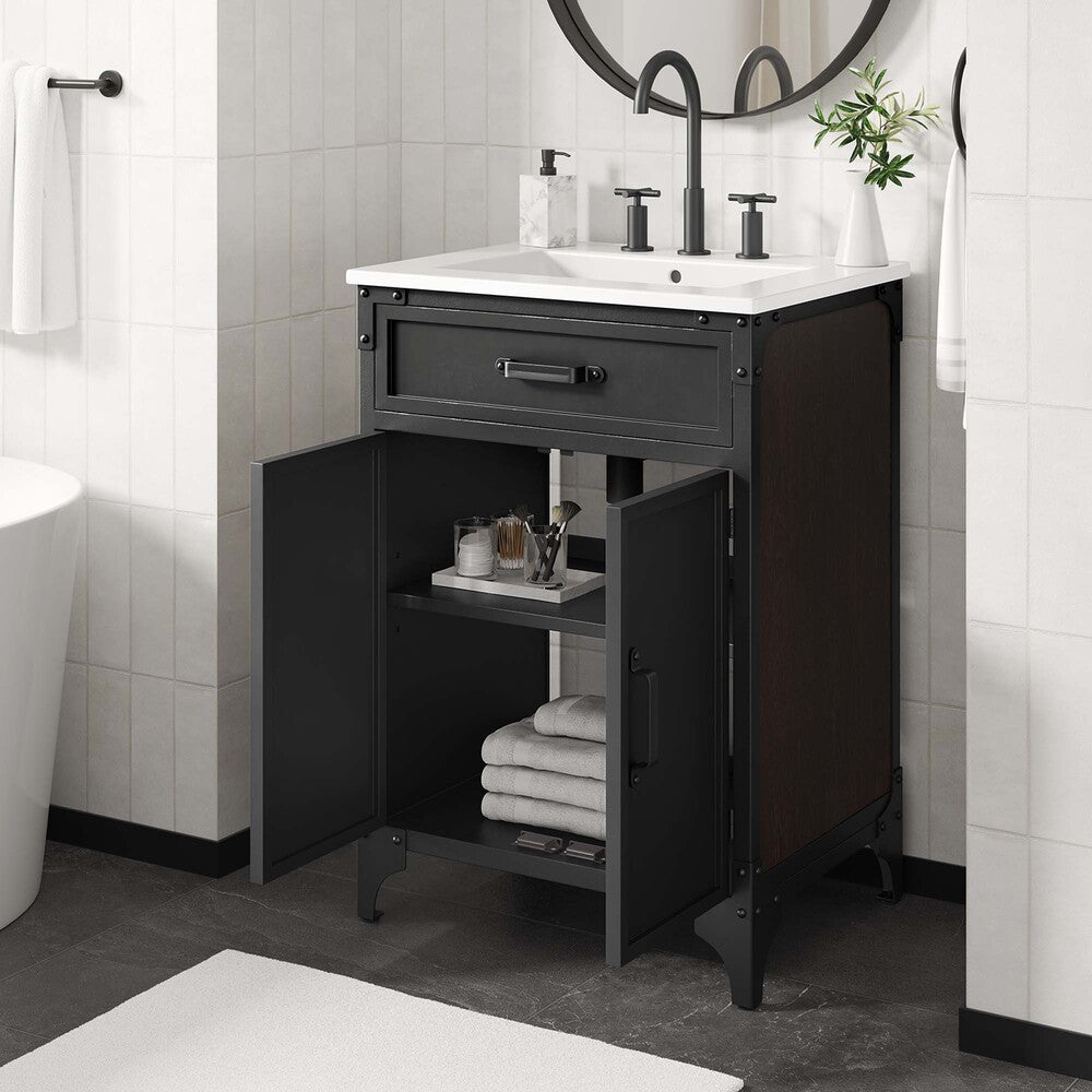 EEI-6413-WHI-BLK Steamforge 24" Bathroom Vanity by Modway