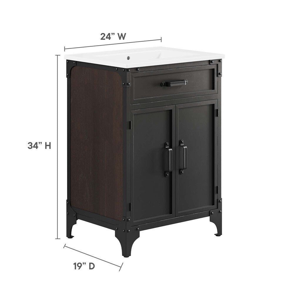 EEI-6413-WHI-BLK Steamforge 24" Bathroom Vanity by Modway