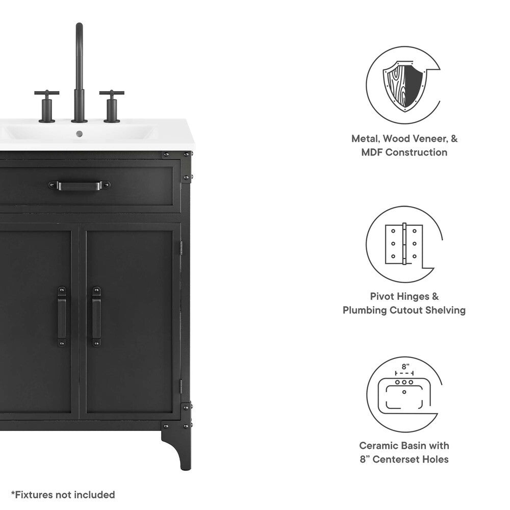 EEI-6413-WHI-BLK Steamforge 24" Bathroom Vanity by Modway
