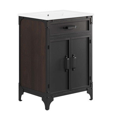 Modway EEI-6413-WHI-BLK Steamforge 24" Bathroom Vanity White Black