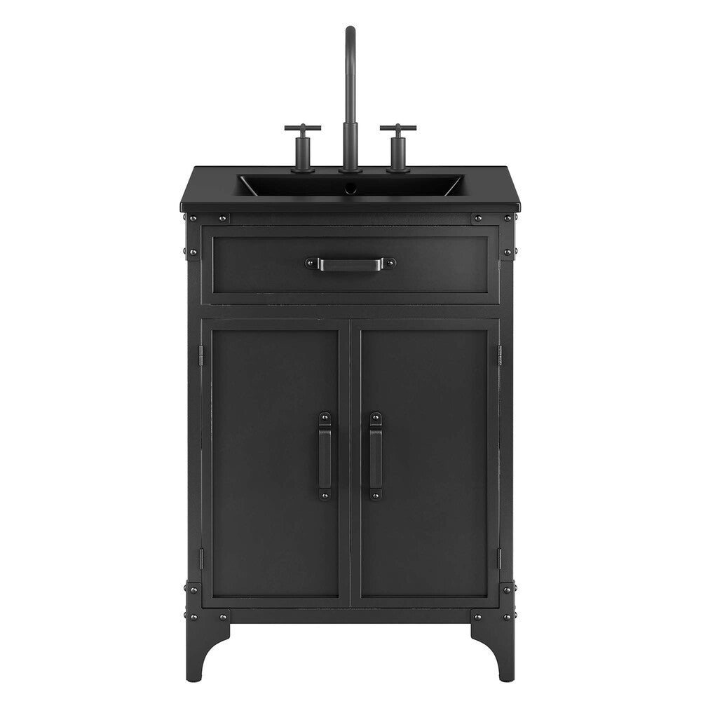 EEI-6414-BLK-BLK Steamforge 24" Bathroom Vanity by Modway