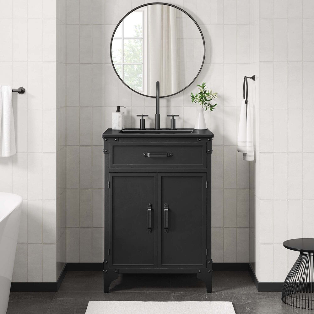 EEI-6414-BLK-BLK Steamforge 24" Bathroom Vanity by Modway