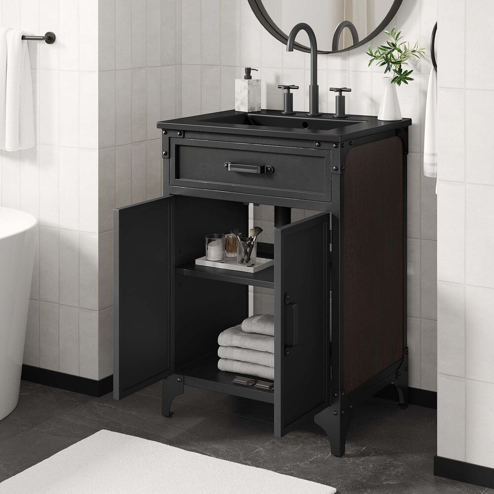 EEI-6414-BLK-BLK Steamforge 24" Bathroom Vanity by Modway
