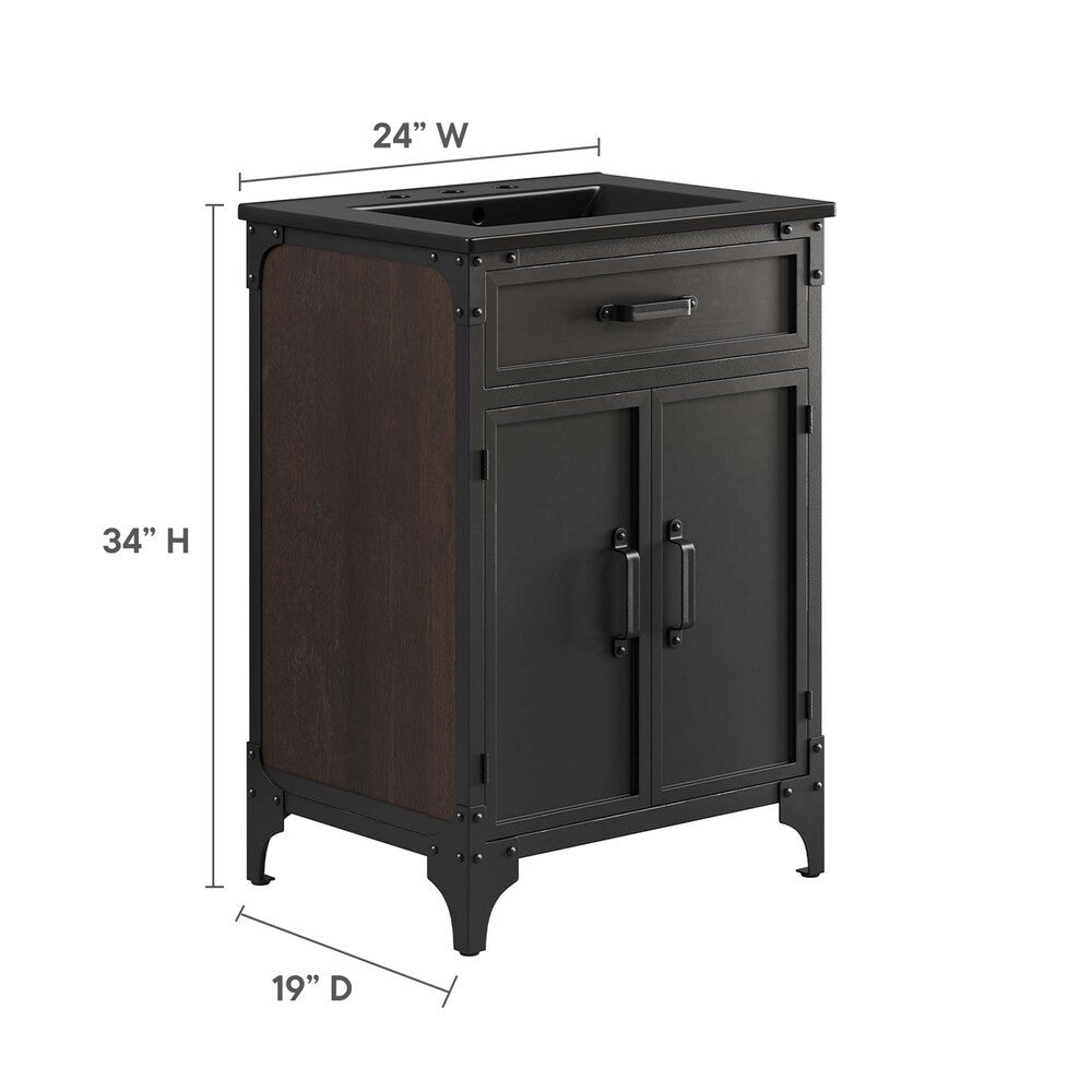 EEI-6414-BLK-BLK Steamforge 24" Bathroom Vanity by Modway