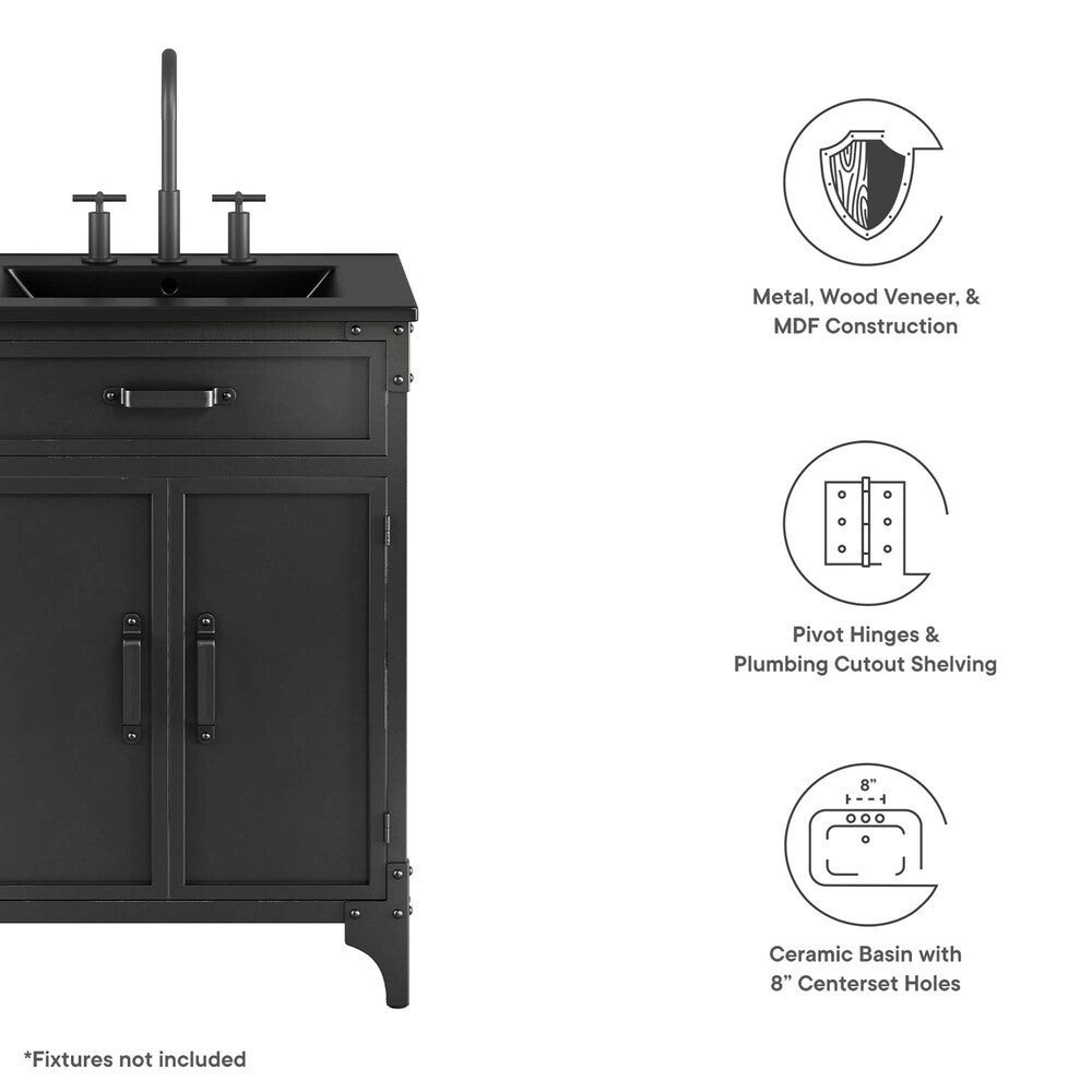 EEI-6414-BLK-BLK Steamforge 24" Bathroom Vanity by Modway