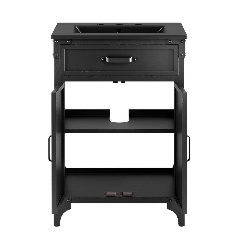 EEI-6414-BLK-BLK Steamforge 24" Bathroom Vanity by Modway