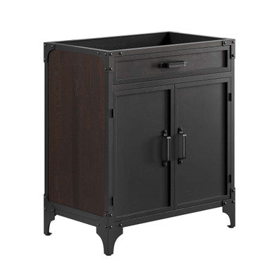Modway EEI-6128-BLK-WAL Steamforge 30" Bathroom Vanity Cabinet (Sink Basin Not Included) Black Walnut