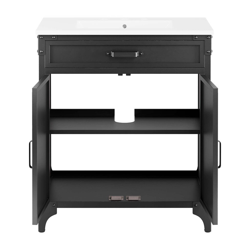 EEI-6415-WHI-BLK Steamforge 30" Bathroom Vanity by Modway