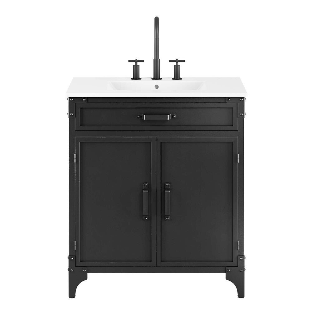 EEI-6415-WHI-BLK Steamforge 30" Bathroom Vanity by Modway