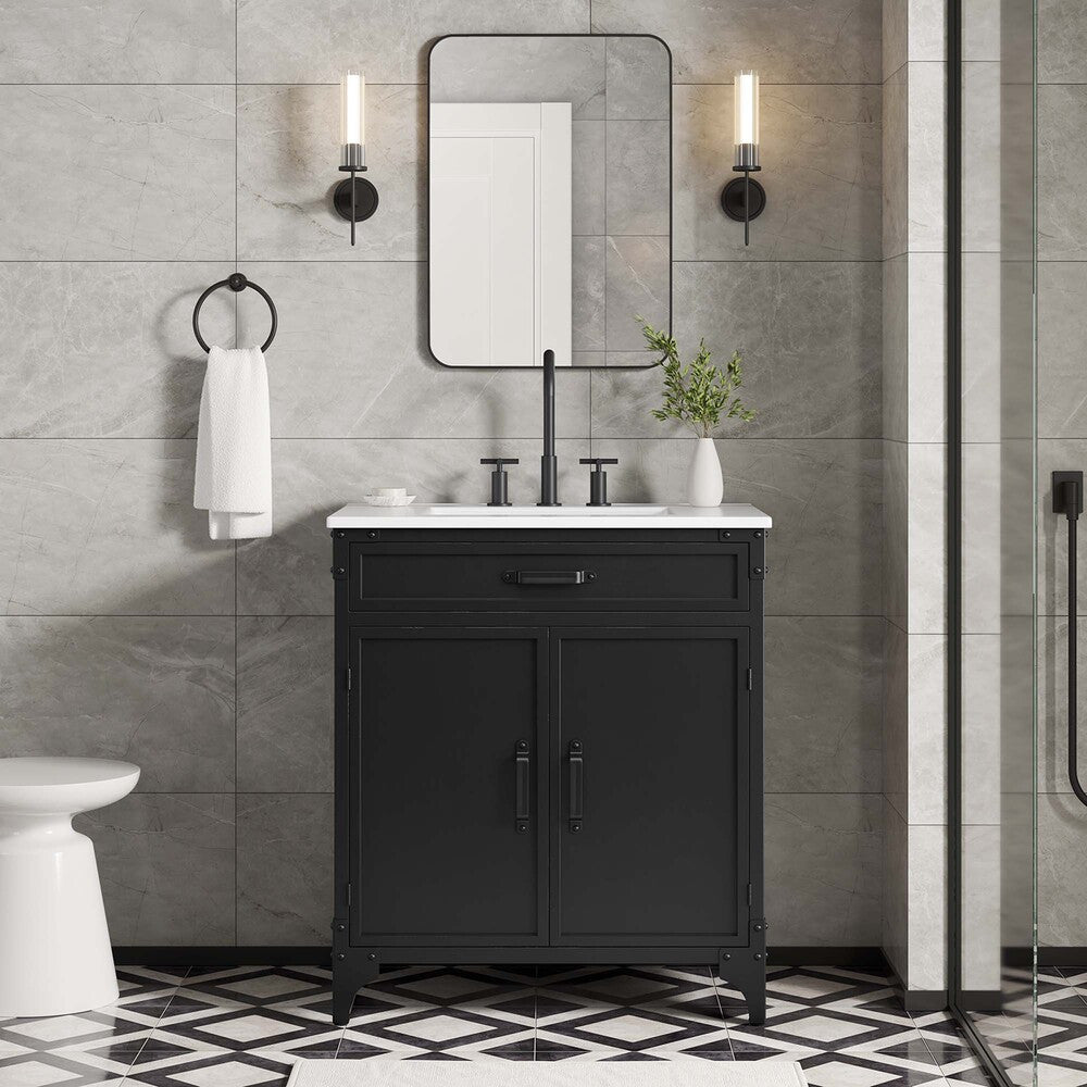 EEI-6415-WHI-BLK Steamforge 30" Bathroom Vanity by Modway