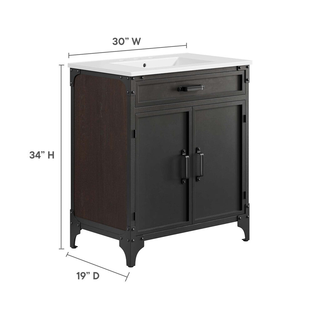 EEI-6415-WHI-BLK Steamforge 30" Bathroom Vanity by Modway