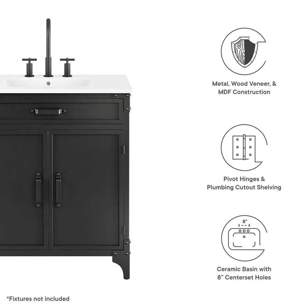 EEI-6415-WHI-BLK Steamforge 30" Bathroom Vanity by Modway