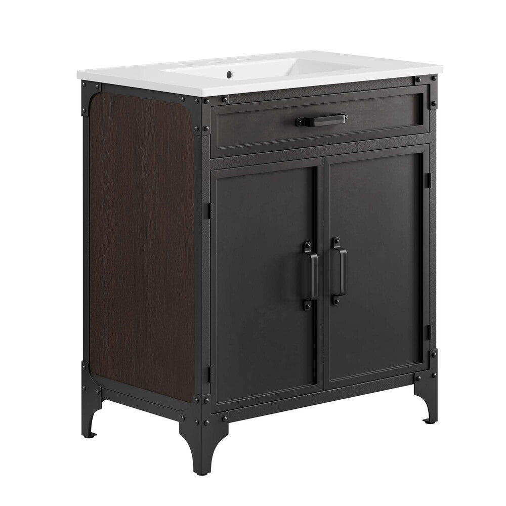 EEI-6415-WHI-BLK Steamforge 30" Bathroom Vanity by Modway