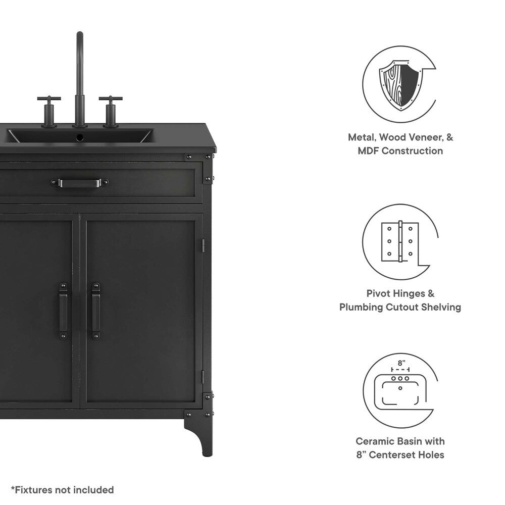 EEI-6416-BLK-BLK Steamforge 30" Bathroom Vanity by Modway