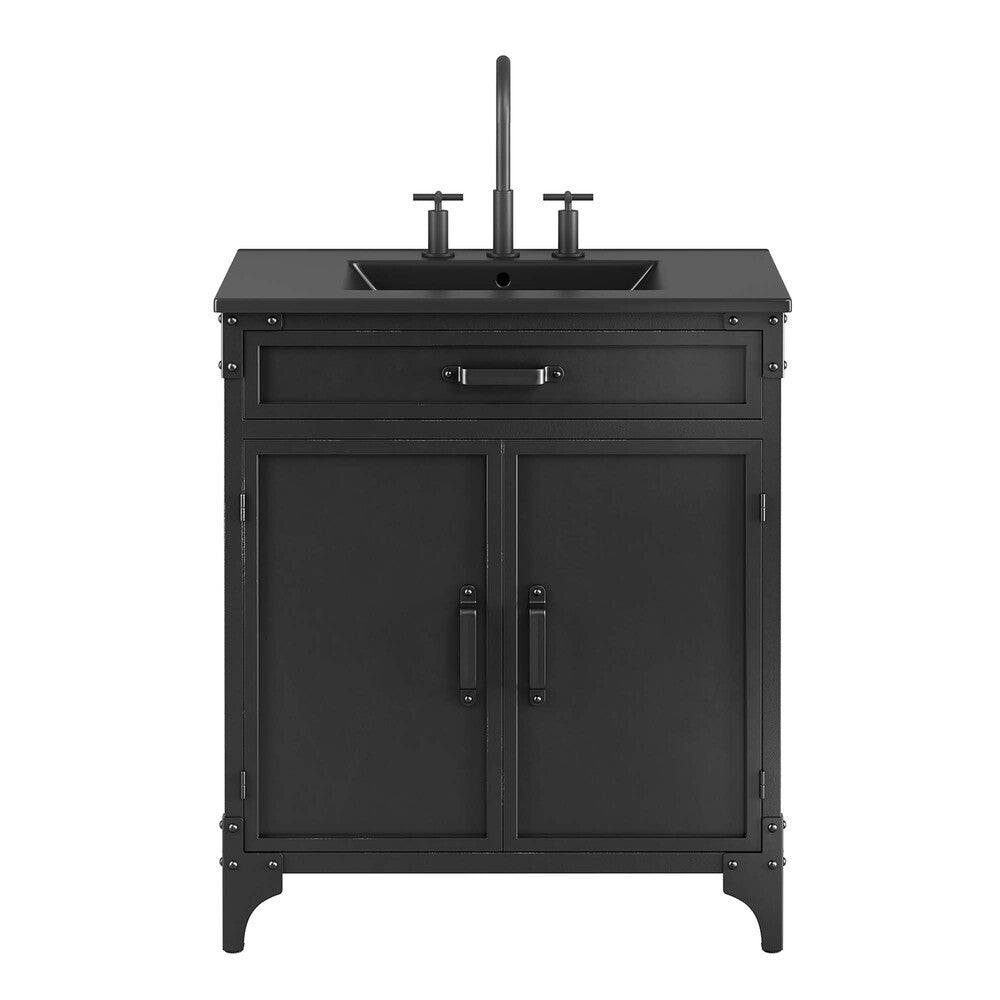 EEI-6416-BLK-BLK Steamforge 30" Bathroom Vanity by Modway