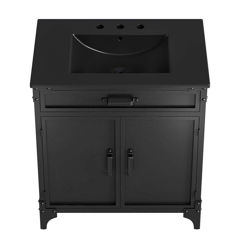 EEI-6416-BLK-BLK Steamforge 30" Bathroom Vanity by Modway