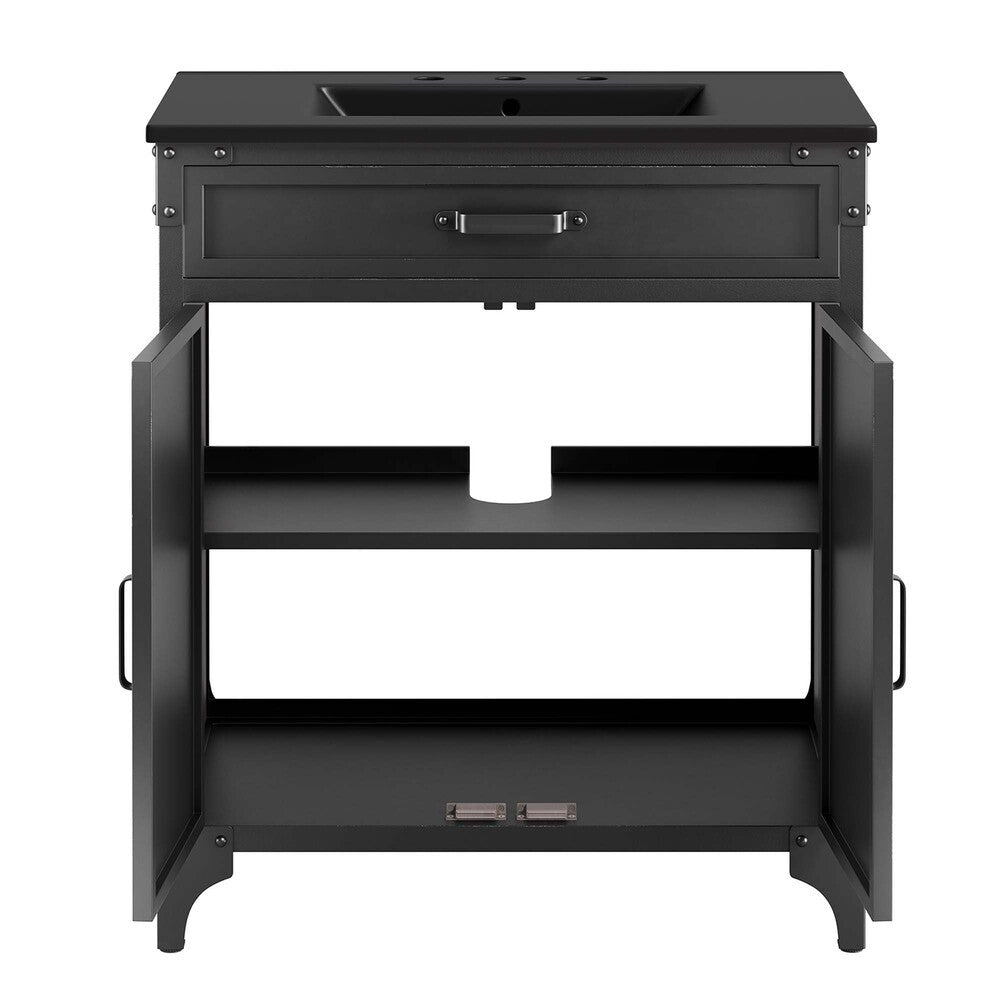 EEI-6416-BLK-BLK Steamforge 30" Bathroom Vanity by Modway