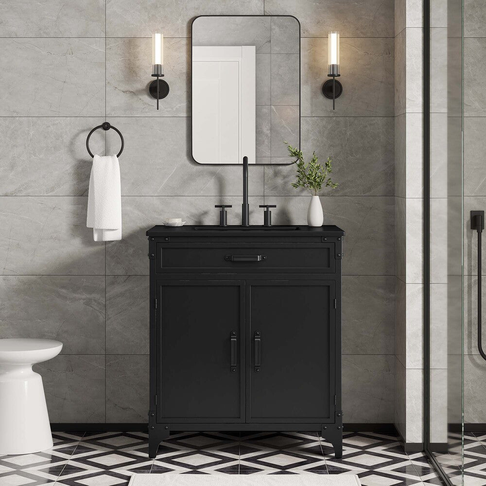 EEI-6416-BLK-BLK Steamforge 30" Bathroom Vanity by Modway