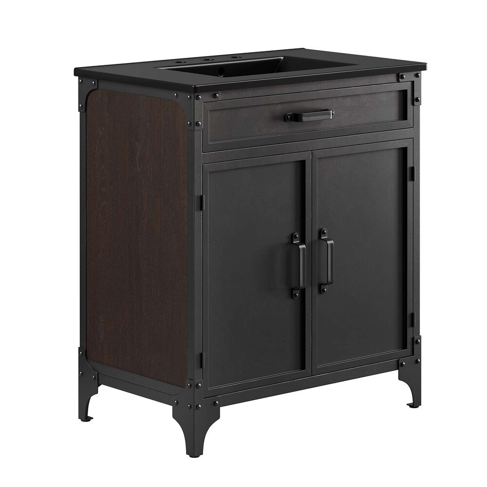EEI-6416-BLK-BLK Steamforge 30" Bathroom Vanity by Modway