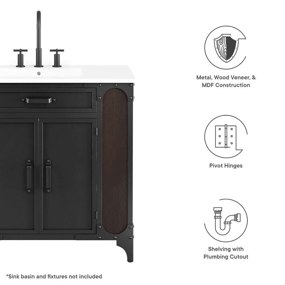 EEI-6129-BLK-WAL Steamforge 36" Bathroom Vanity Cabinet (Sink Basin Not Included) by Modway