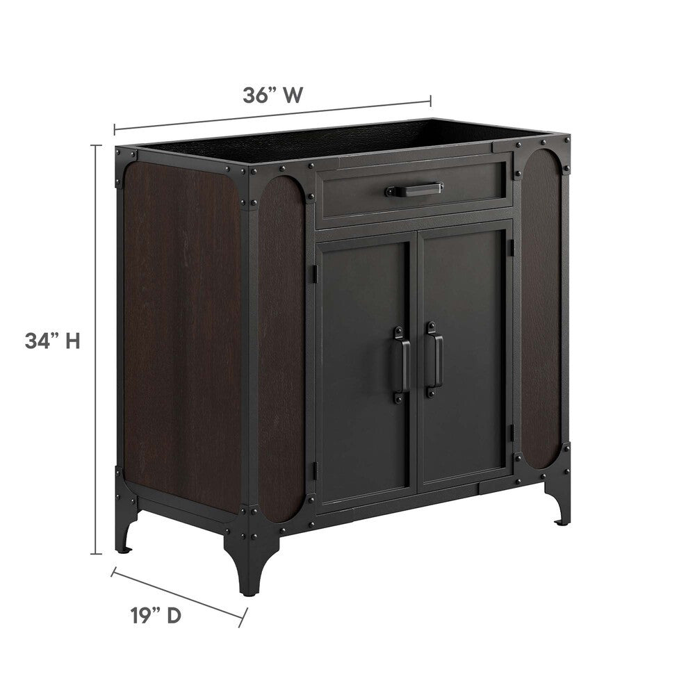 EEI-6129-BLK-WAL Steamforge 36" Bathroom Vanity Cabinet (Sink Basin Not Included) by Modway