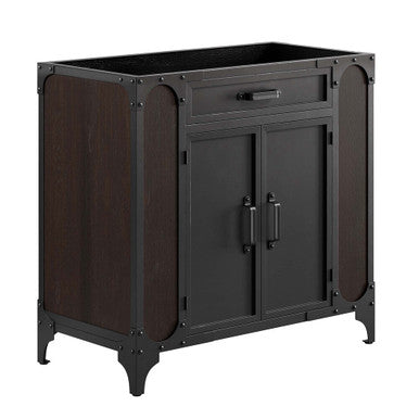 Modway EEI-6129-BLK-WAL Steamforge 36" Bathroom Vanity Cabinet (Sink Basin Not Included) Black Walnut