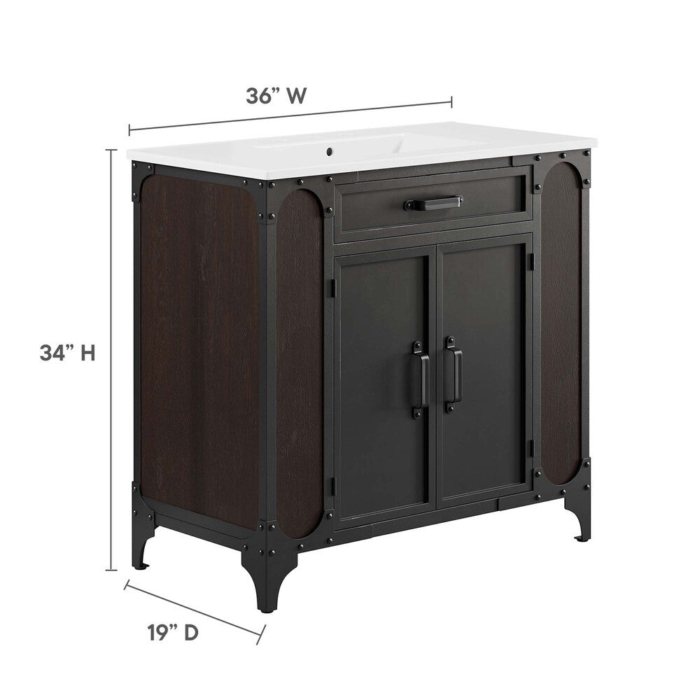 EEI-6417-WHI-BLK Steamforge 36" Bathroom Vanity by Modway