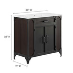 EEI-6417-WHI-BLK Steamforge 36" Bathroom Vanity by Modway