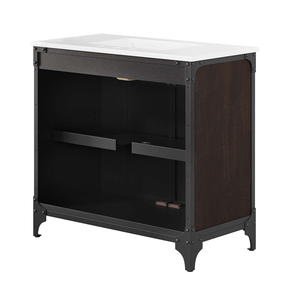 EEI-6417-WHI-BLK Steamforge 36" Bathroom Vanity by Modway
