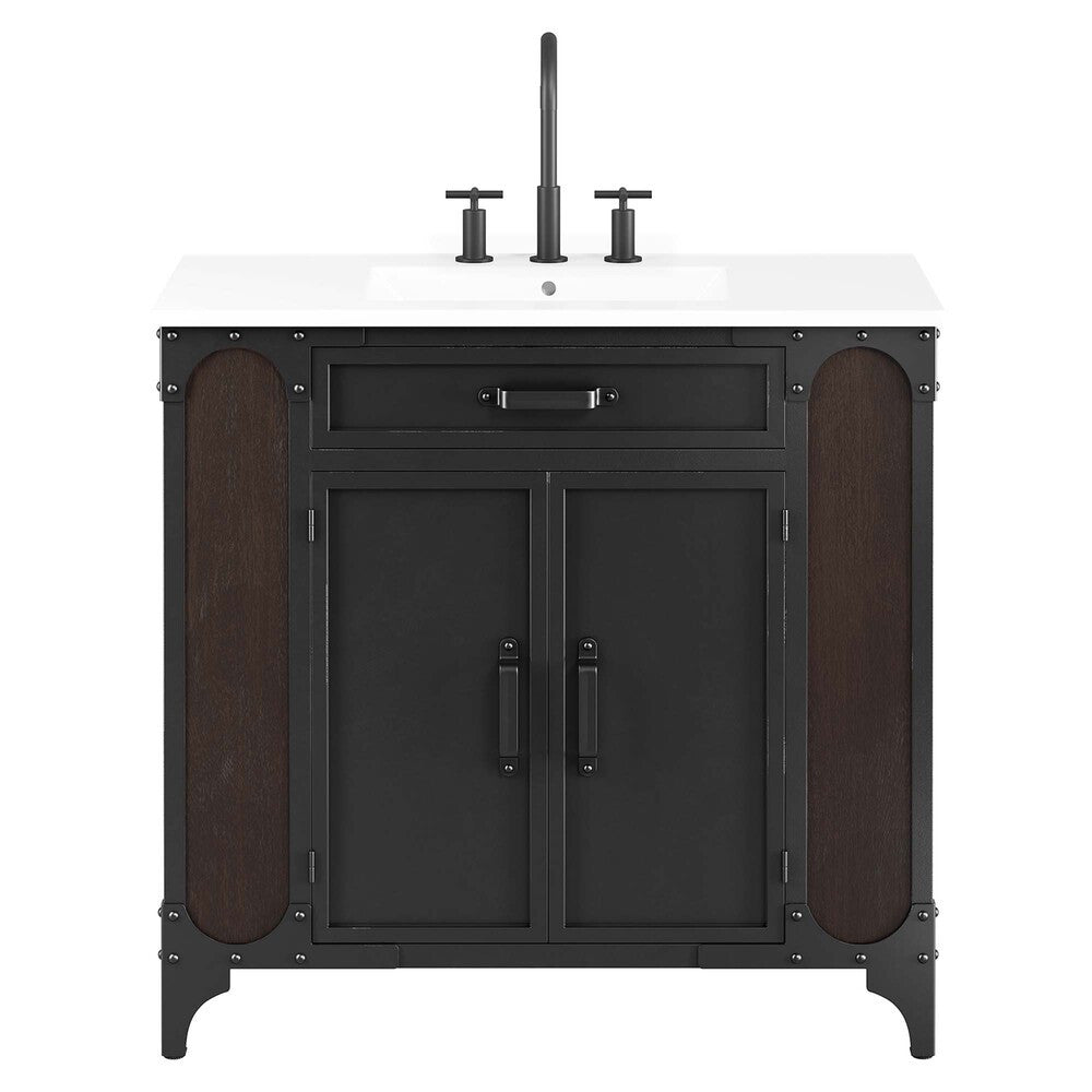 EEI-6417-WHI-BLK Steamforge 36" Bathroom Vanity by Modway