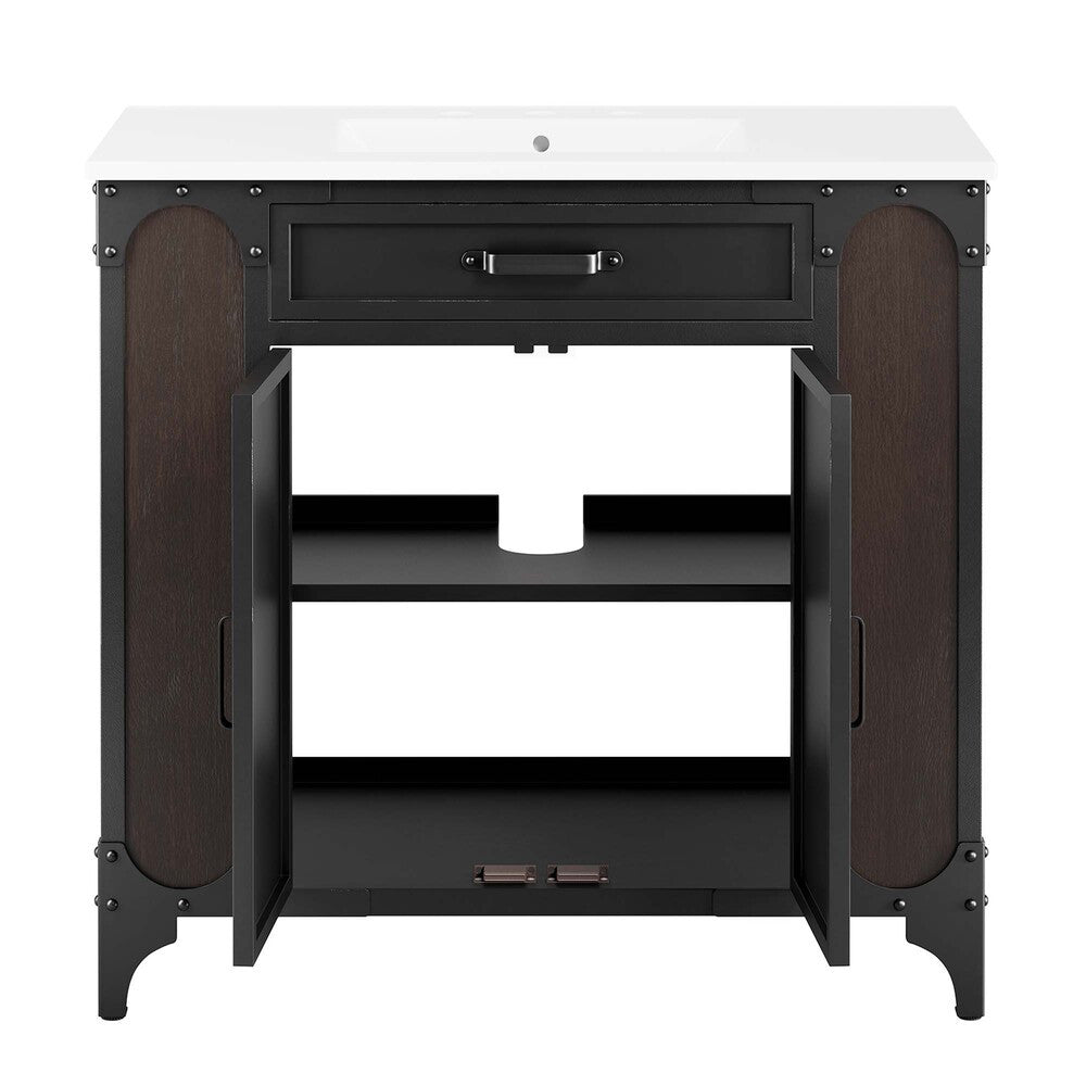 EEI-6417-WHI-BLK Steamforge 36" Bathroom Vanity by Modway