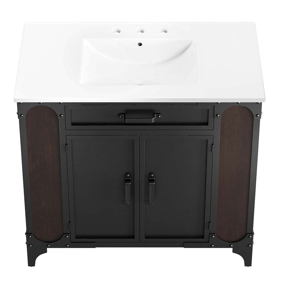 EEI-6417-WHI-BLK Steamforge 36" Bathroom Vanity by Modway