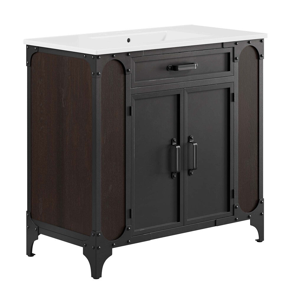 EEI-6417-WHI-BLK Steamforge 36" Bathroom Vanity by Modway