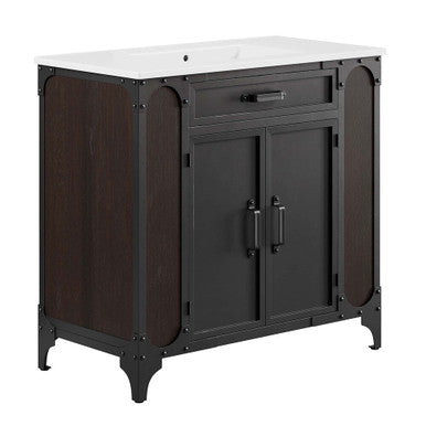 Modway EEI-6417-WHI-BLK Steamforge 36" Bathroom Vanity White Black