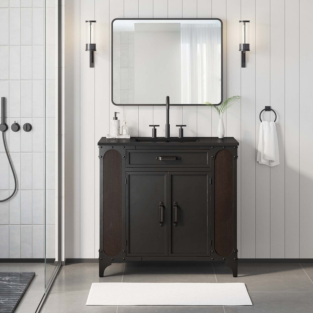 EEI-6418-BLK-BLK Steamforge 36" Bathroom Vanity by Modway
