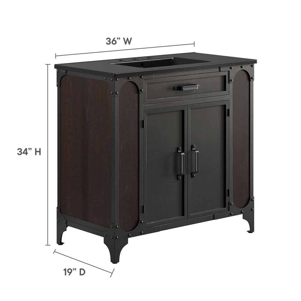EEI-6418-BLK-BLK Steamforge 36" Bathroom Vanity by Modway