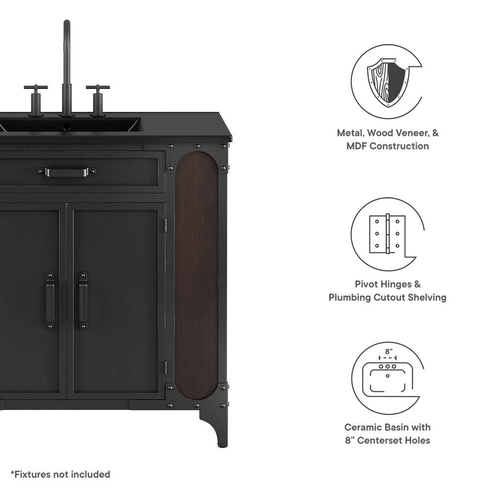 EEI-6418-BLK-BLK Steamforge 36" Bathroom Vanity by Modway